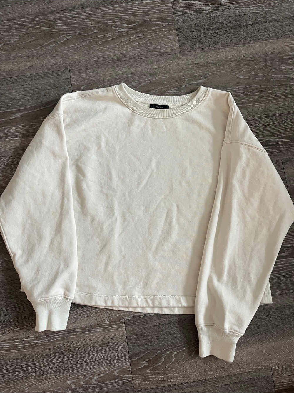 Jcrew university terry cropped crewneck long sleeve sweatshirt Ivory Women’s S